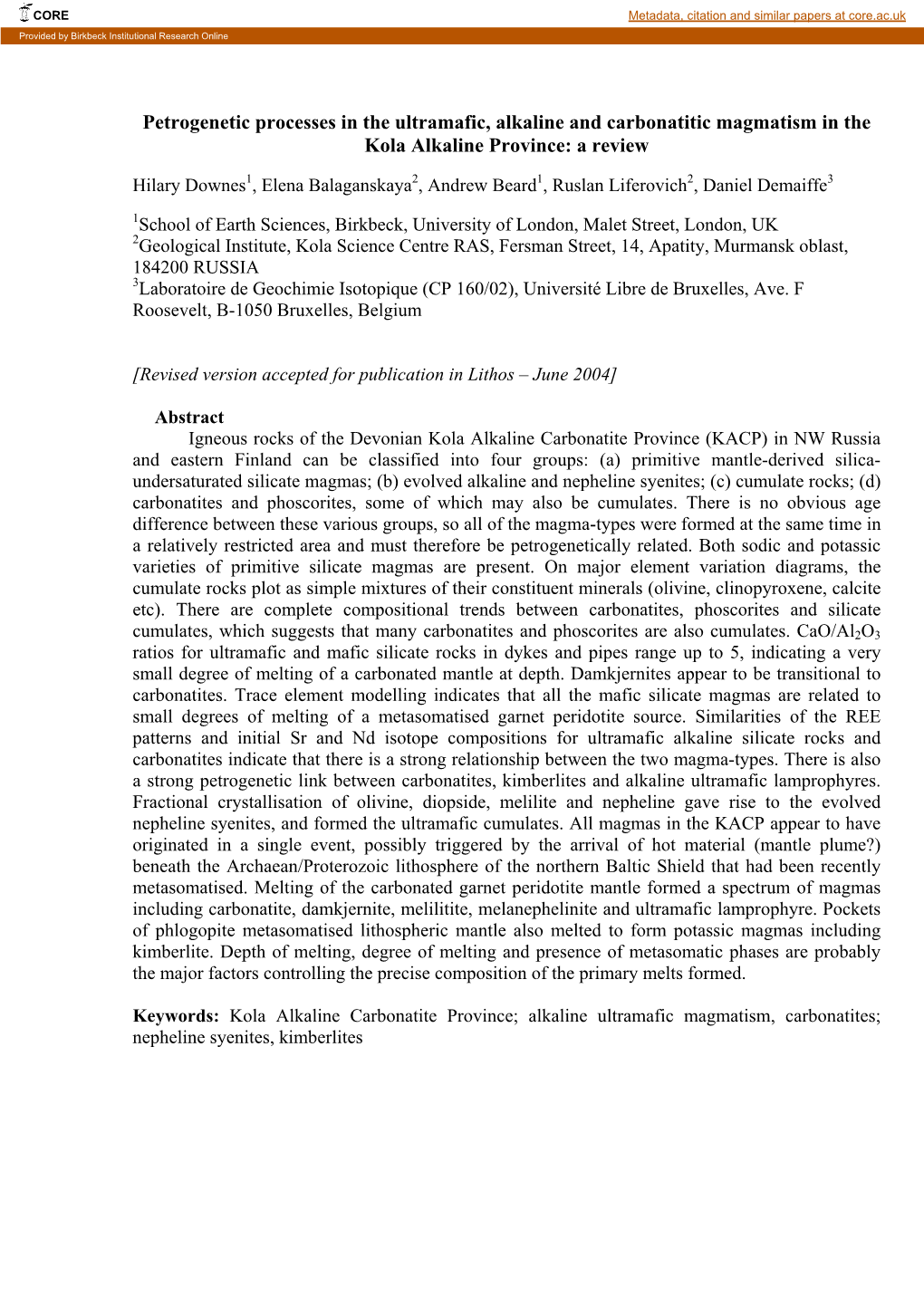 Palaeozoic Alkaline Magmatism