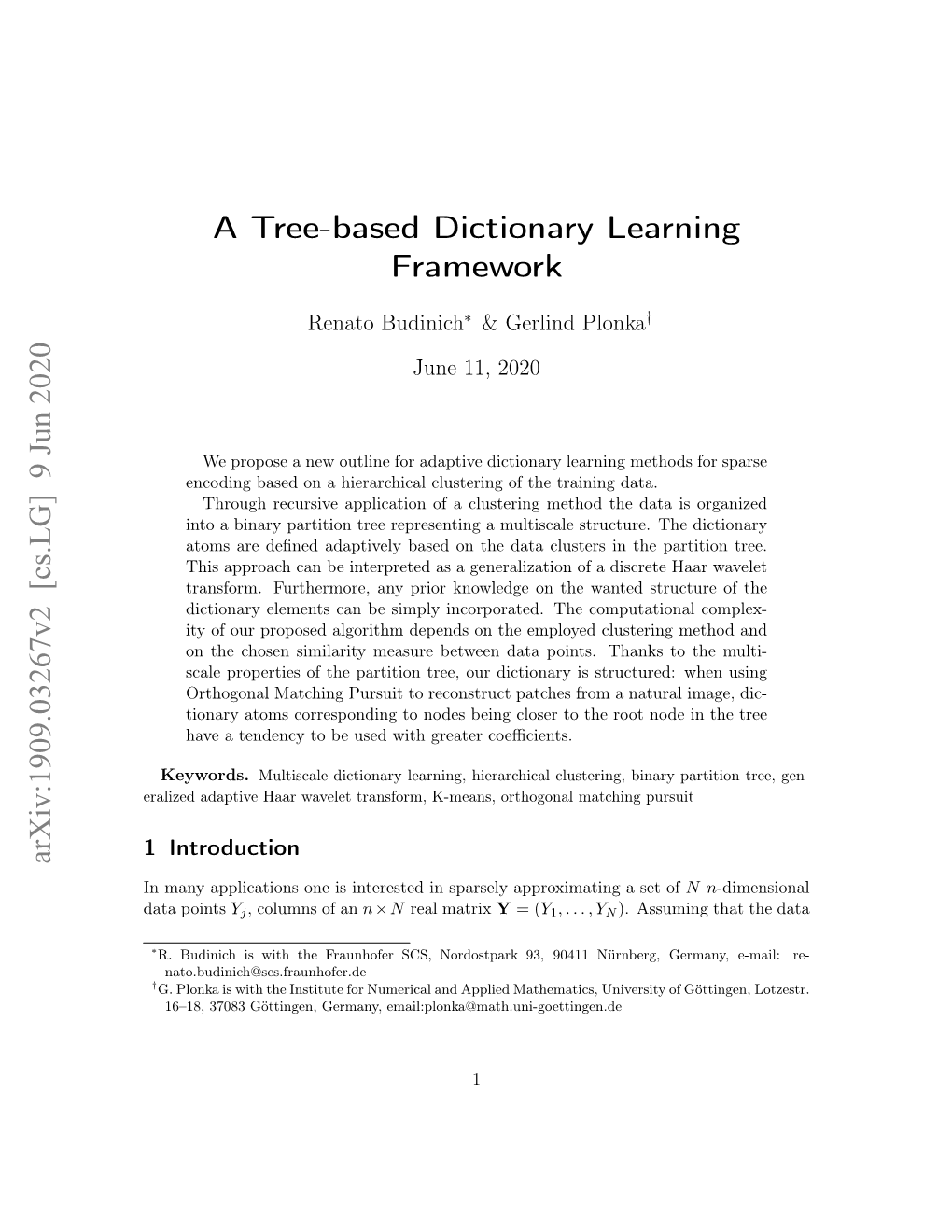 A Tree-Based Dictionary Learning Framework