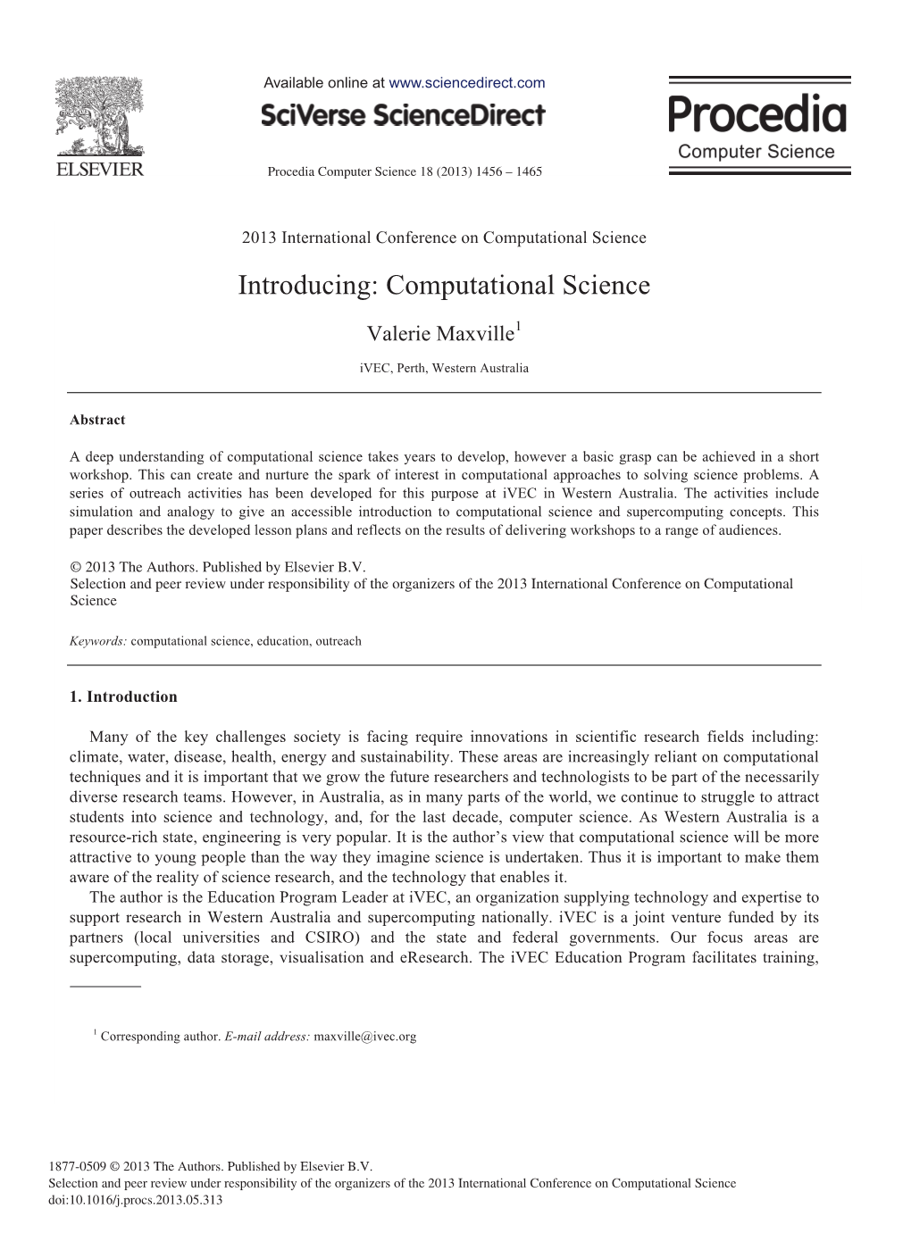 Computational Science Introducing: Computational Science