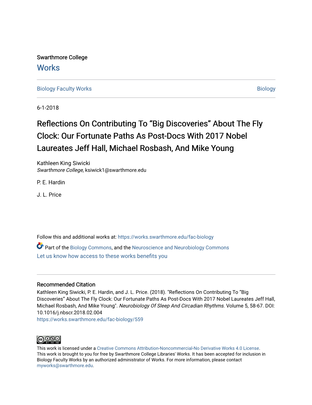 About the Fly Clock: Our Fortunate Paths As Post-Docs with 2017 Nobel Laureates Jeff Hall, Michael Rosbash, and Mike Young