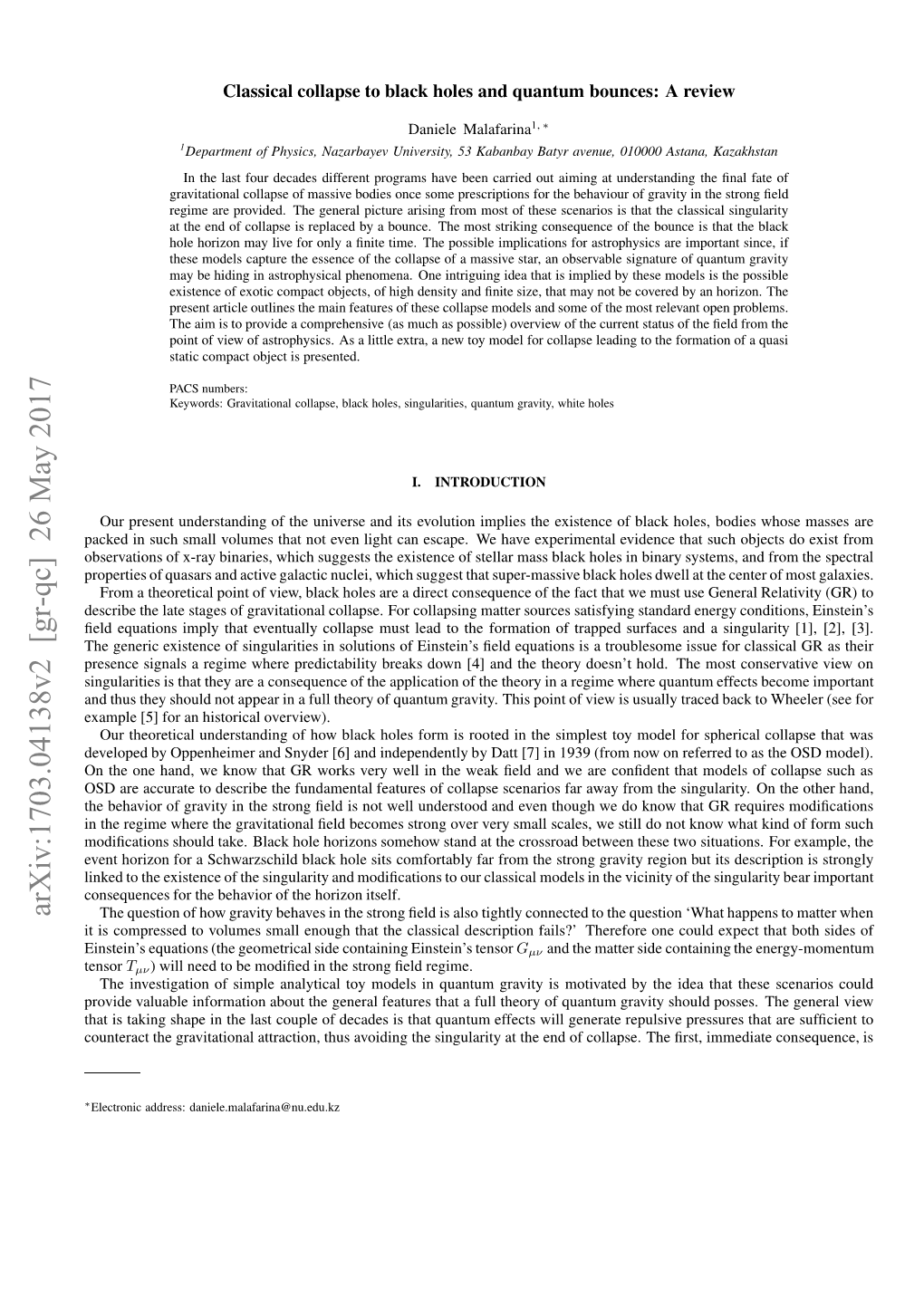 Arxiv:1703.04138V2 [Gr-Qc] 26 May 2017