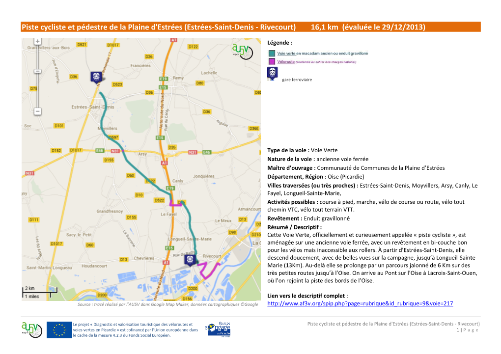 Piste Cycliste Et Pédestre De La Plaine D'estrées (Estrées-Saint-Denis - Rivecourt) 16,1 Km (Évaluée Le 29/12/2013)