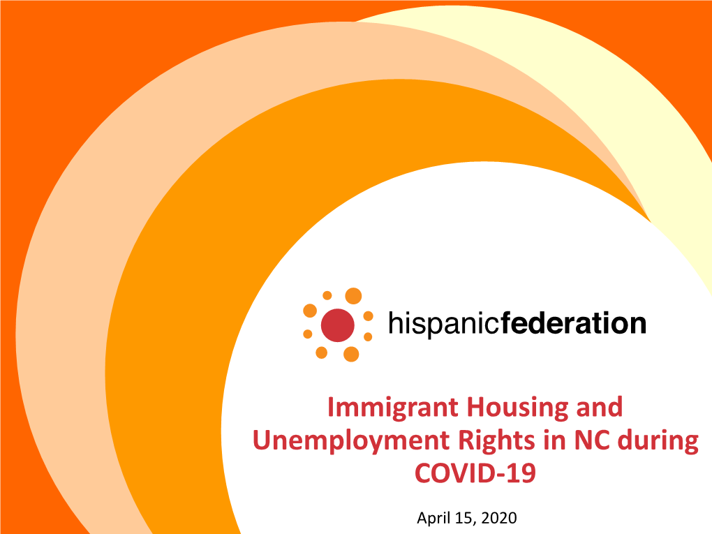 Immigrant Housing and Unemployment Rights in NC During COVID-19