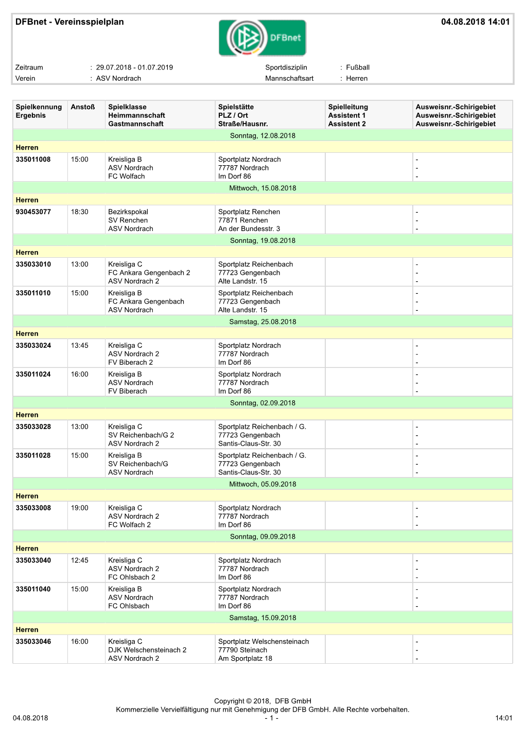 Dfbnet - Vereinsspielplan 04.08.2018 14:01