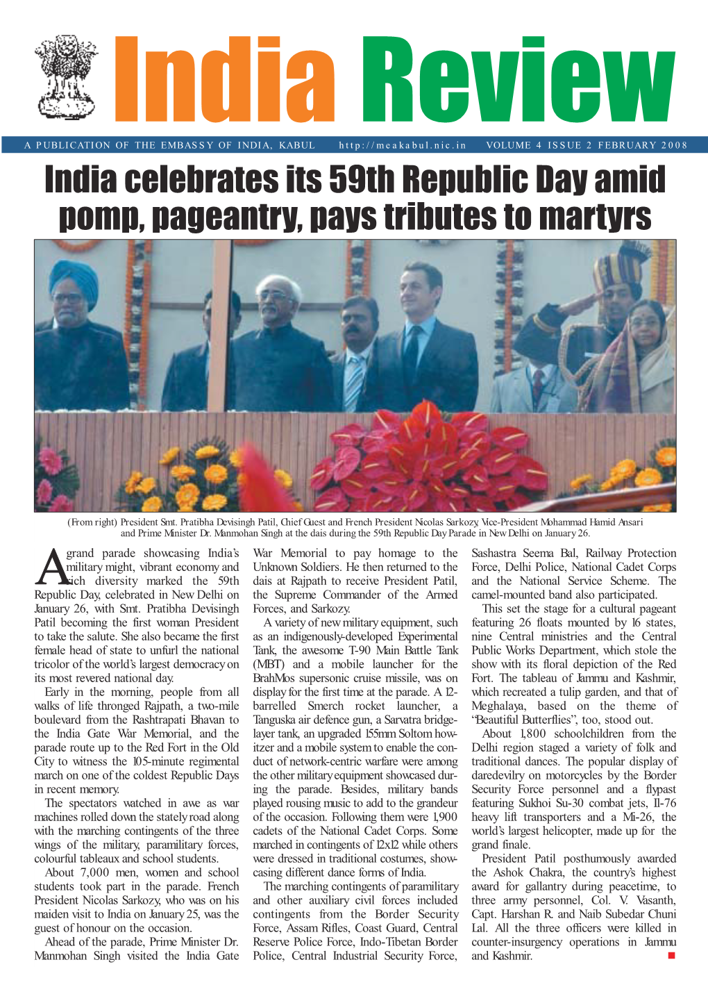 India Celebrates Its 59Th Republic Day Amid Pomp, Pageantry, Pays Tributes to Martyrs