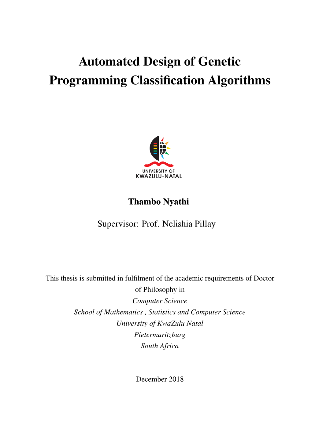 Automated Design of Genetic Programming Classification Algorithms