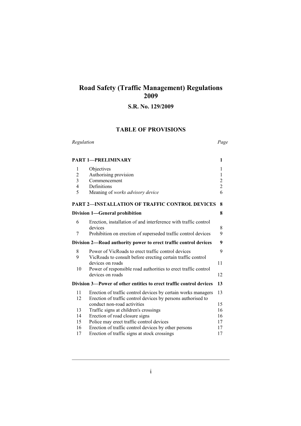 Road Safety (Traffic Management) Regulations 2009