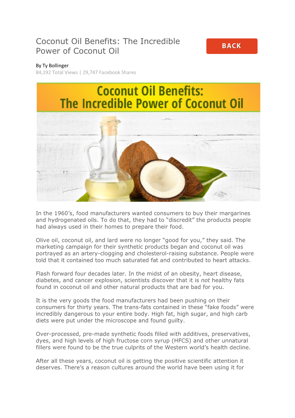 Coconut Oil Benefits: the Incredible Power of Coconut Oil