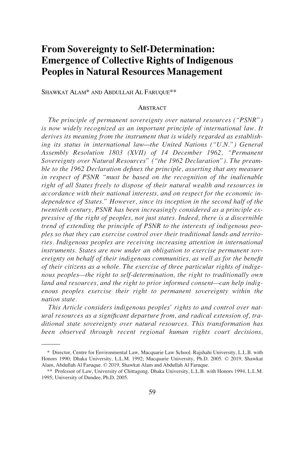 From Sovereignty to Self-Determination: Emergence of Collective Rights of Indigenous Peoples in Natural Resources Management