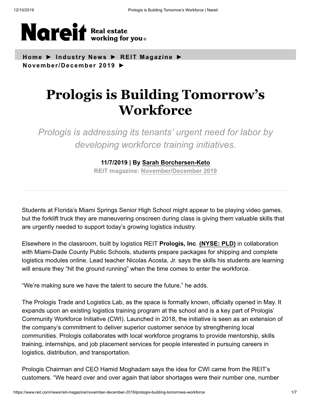 Prologis Is Building Tomorrow's Workforce