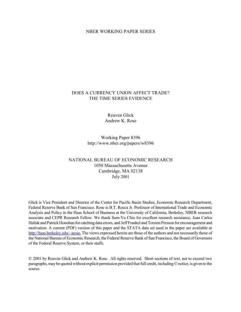 Does a Currency Union Affect Trade? the Time Series Evidence