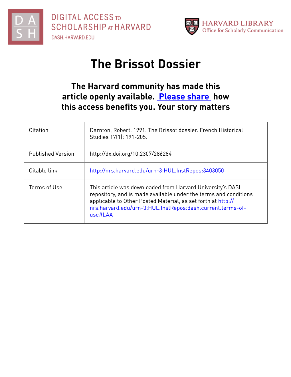 The Brissot Dossier