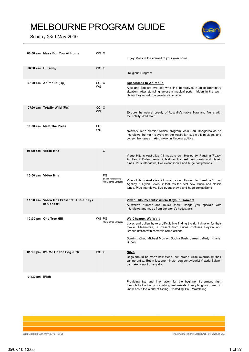 Melbourne Program Guide