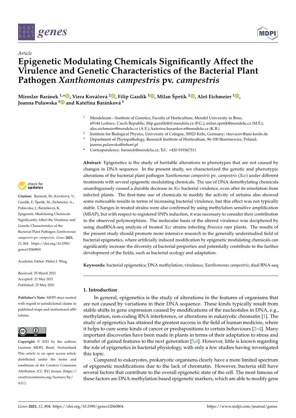 Epigenetic Modulating Chemicals Significantly Affect the Virulence