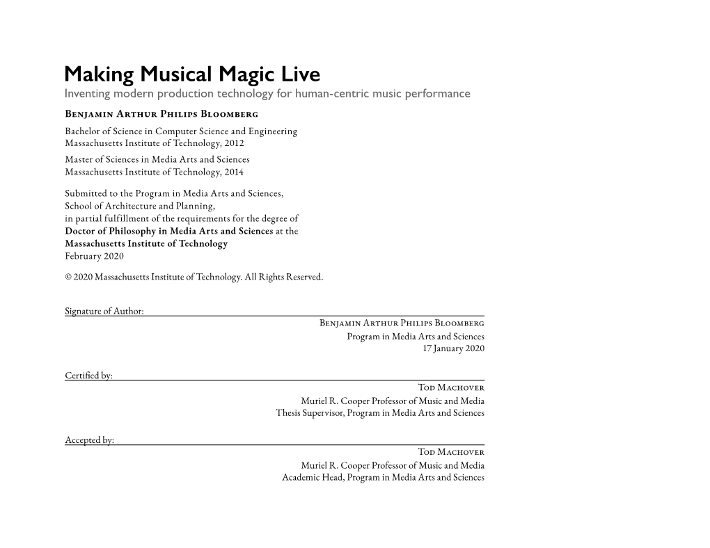 Making Musical Magic Live