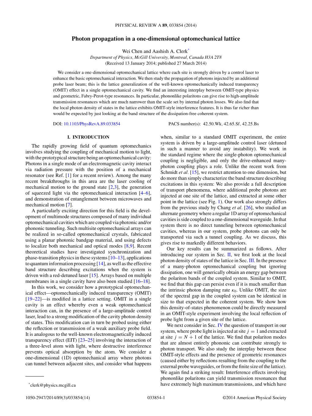 Photon Propagation in a One-Dimensional Optomechanical Lattice