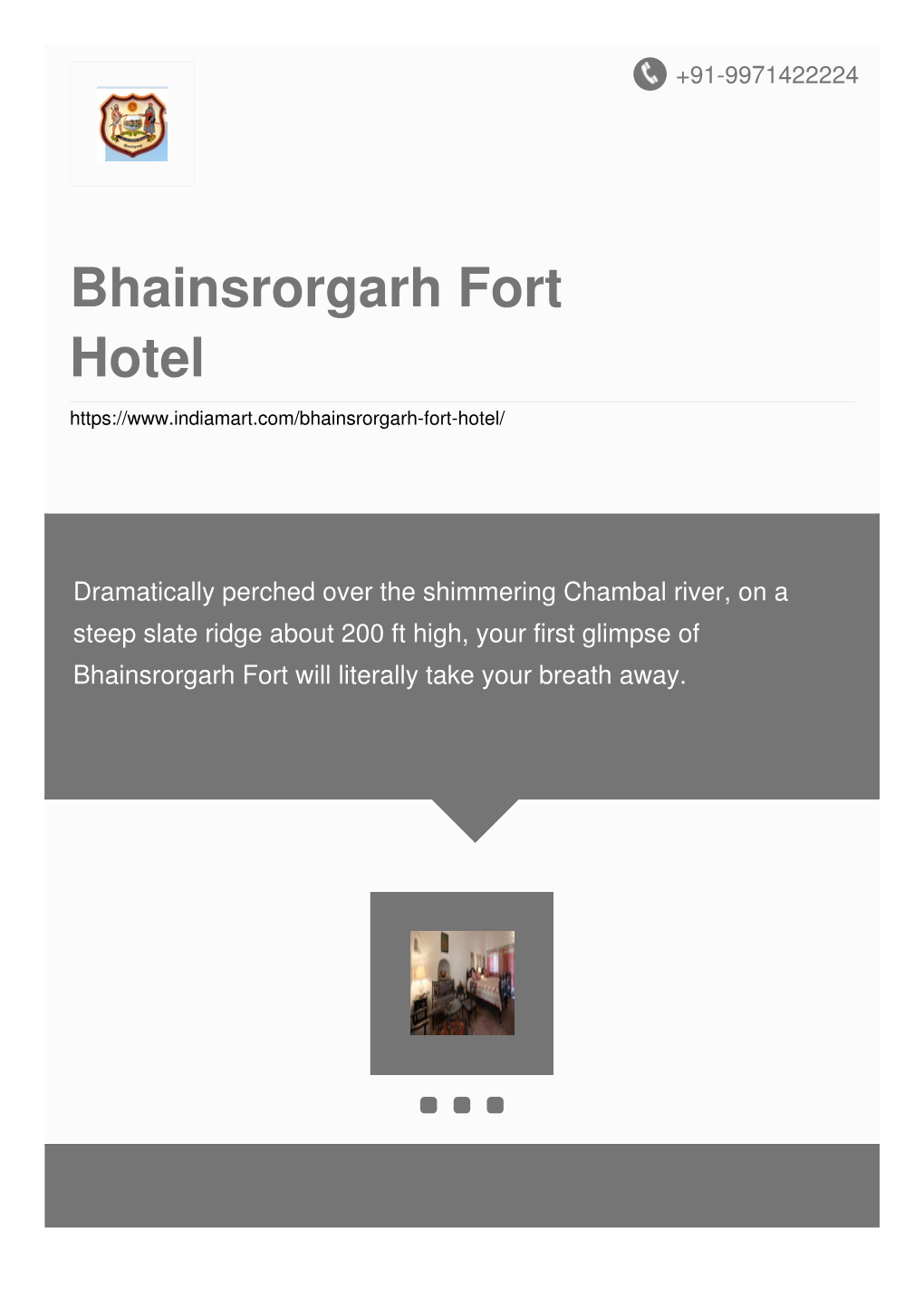 Bhainsrorgarh Fort Hotel