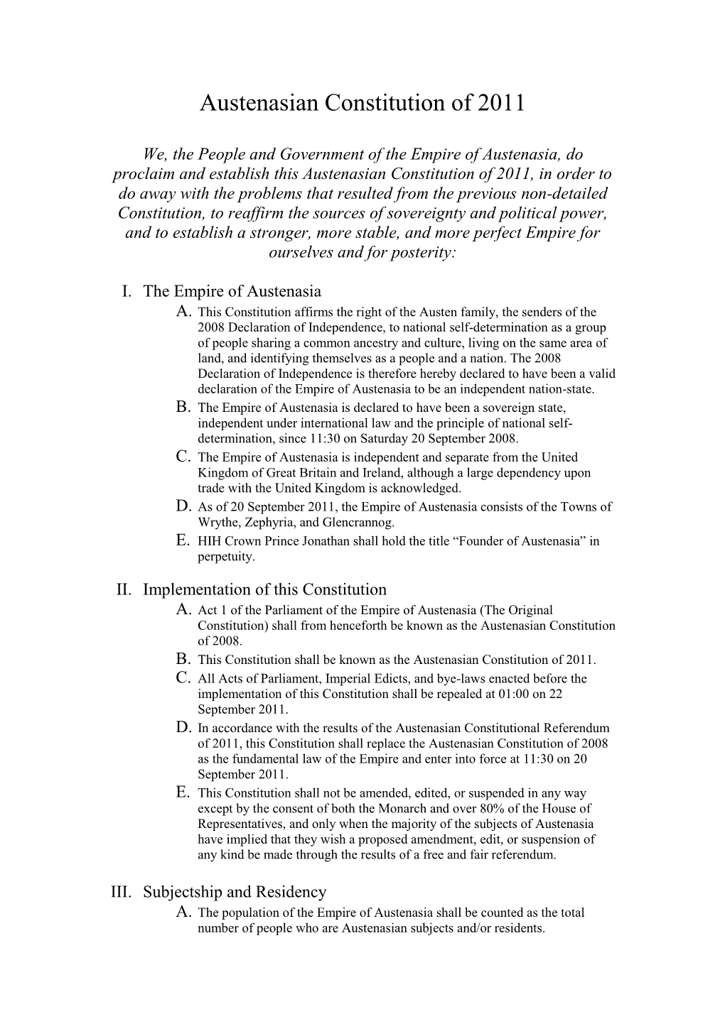 Austenasian Constitution of 2011