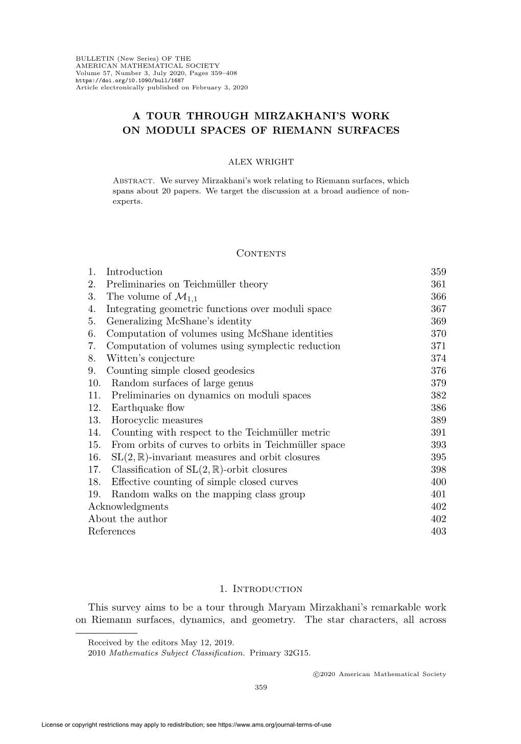 A Tour Through Mirzakhani's Work on Moduli Spaces of Riemann Surfaces