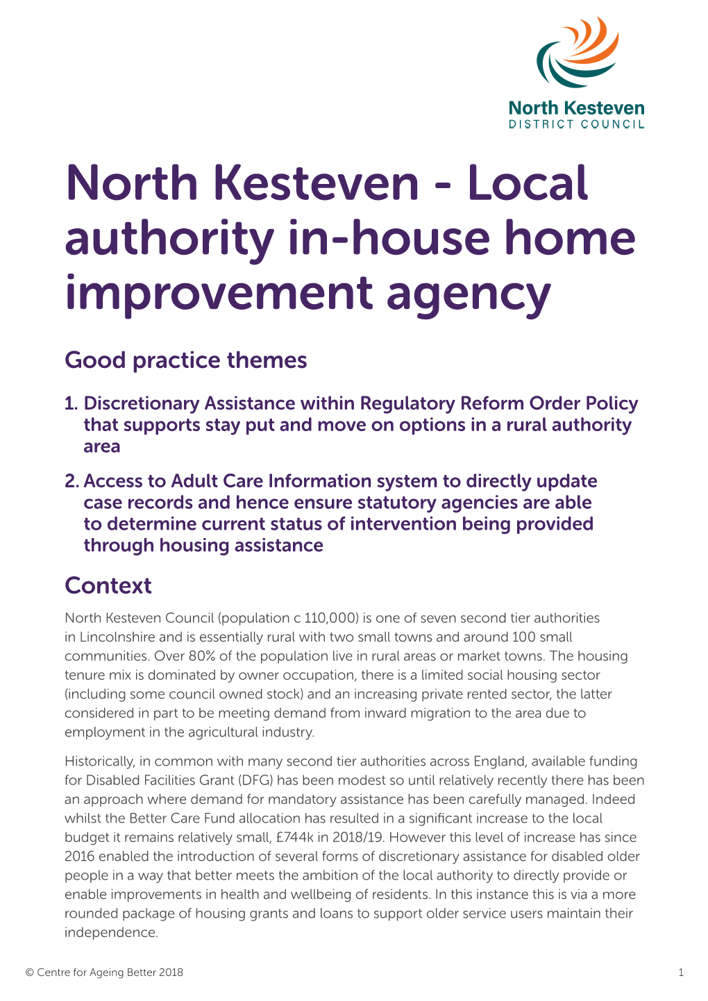 North Kesteven - Local Authority In-House Home Improvement Agency