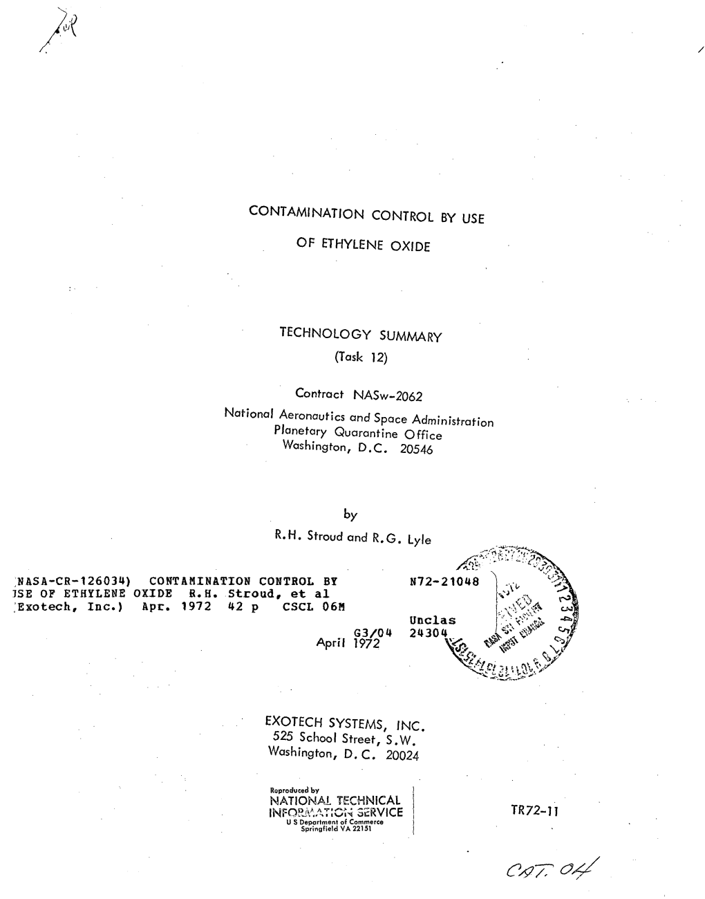 Contamination Control by Use of Ethylene Oxide