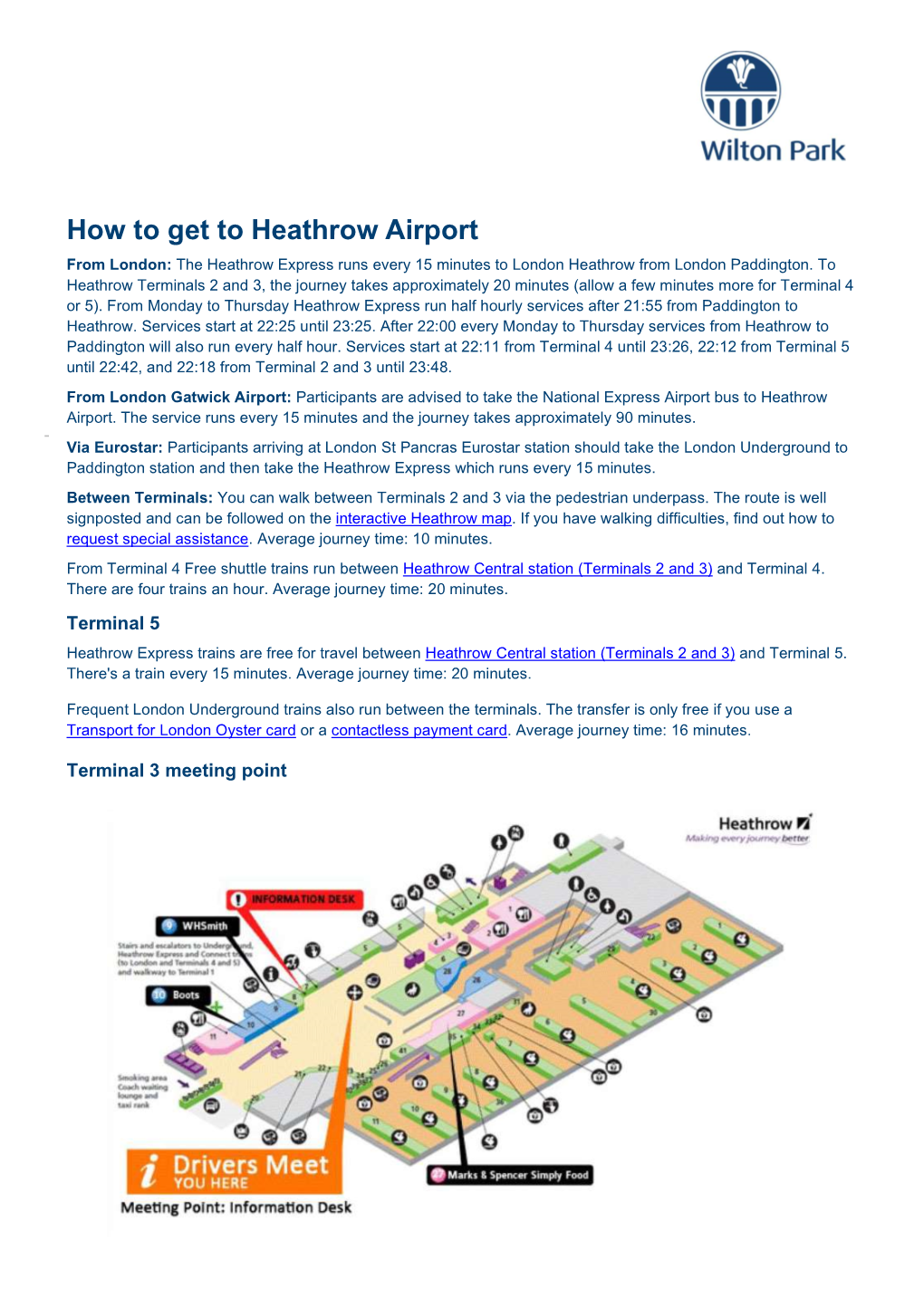 How to Get to Heathrow Airport and Meeting Point