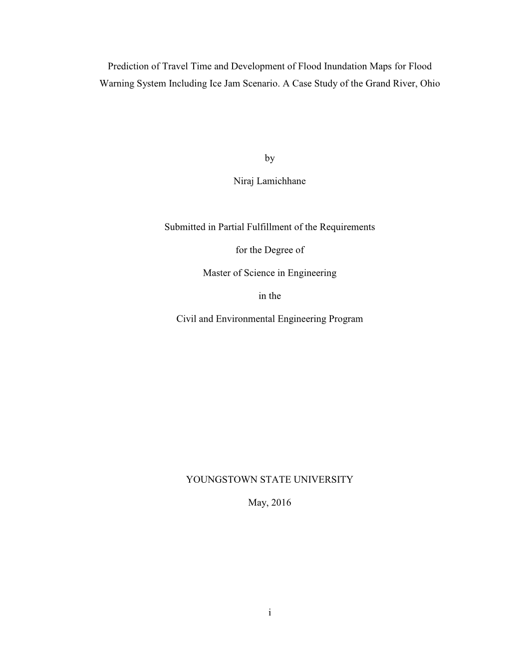 I Prediction of Travel Time and Development of Flood Inundation