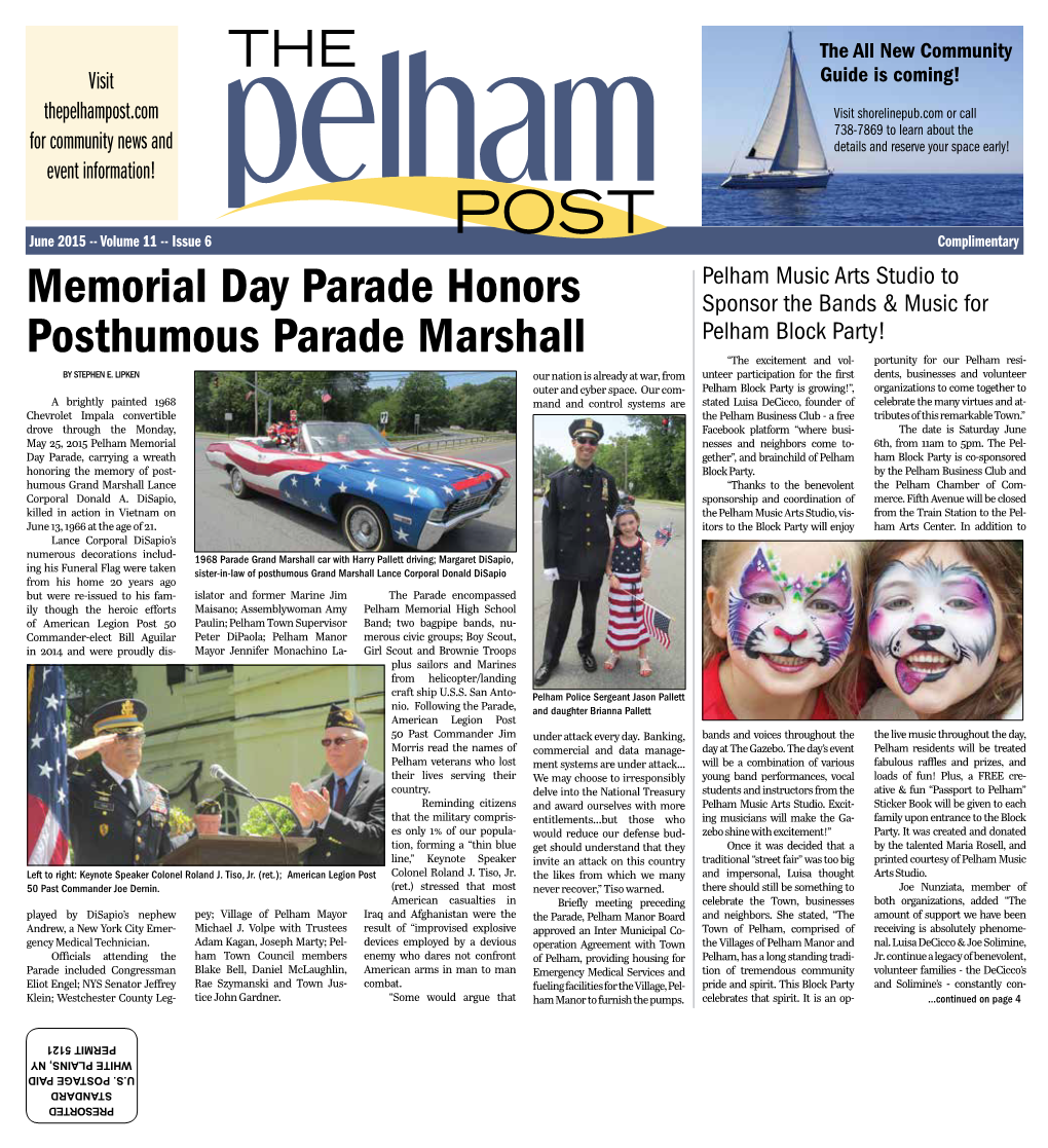 THE Memorial Day Parade Honors Posthumous Parade Marshall