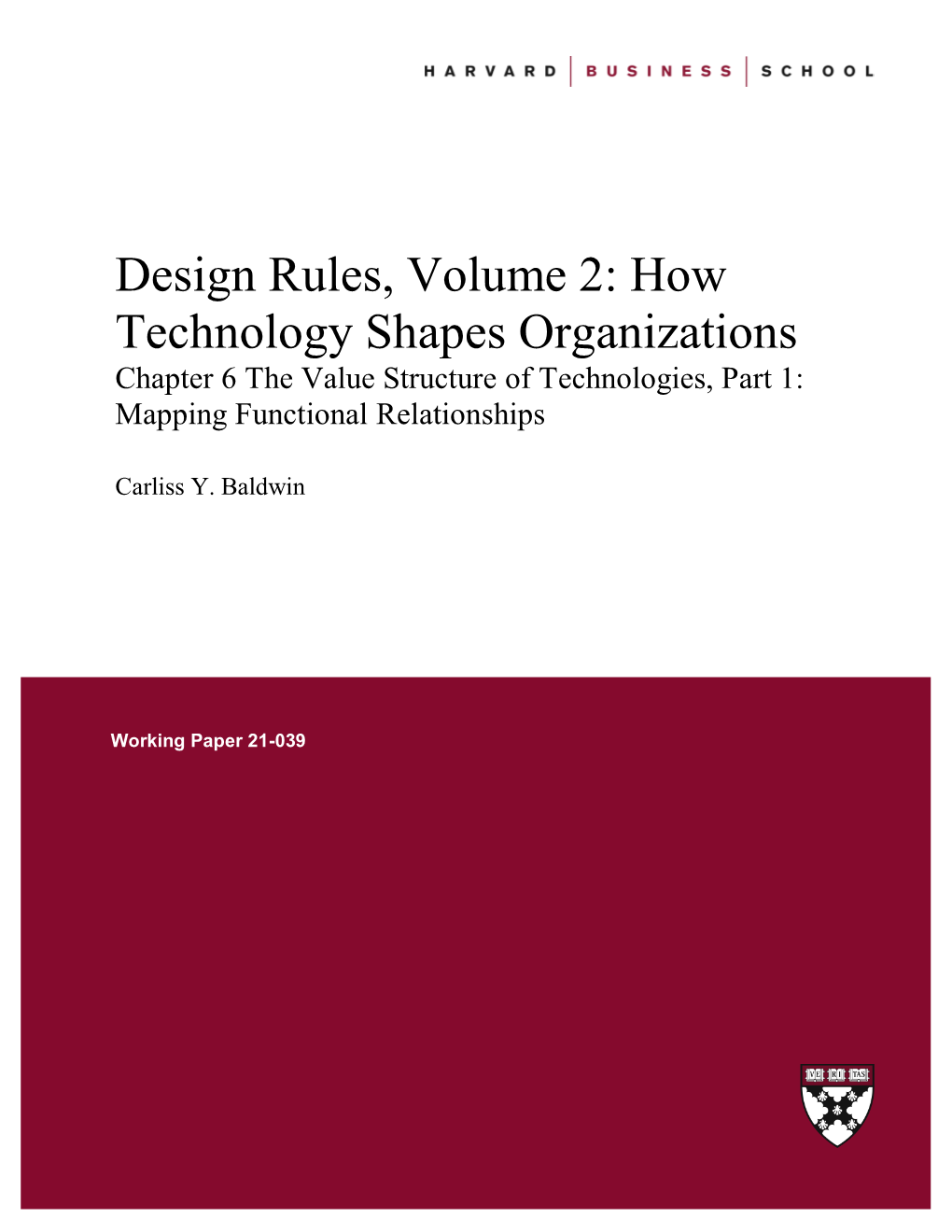 Baldwin Chapter 6 the Value Structure of Technologies 8-18-20