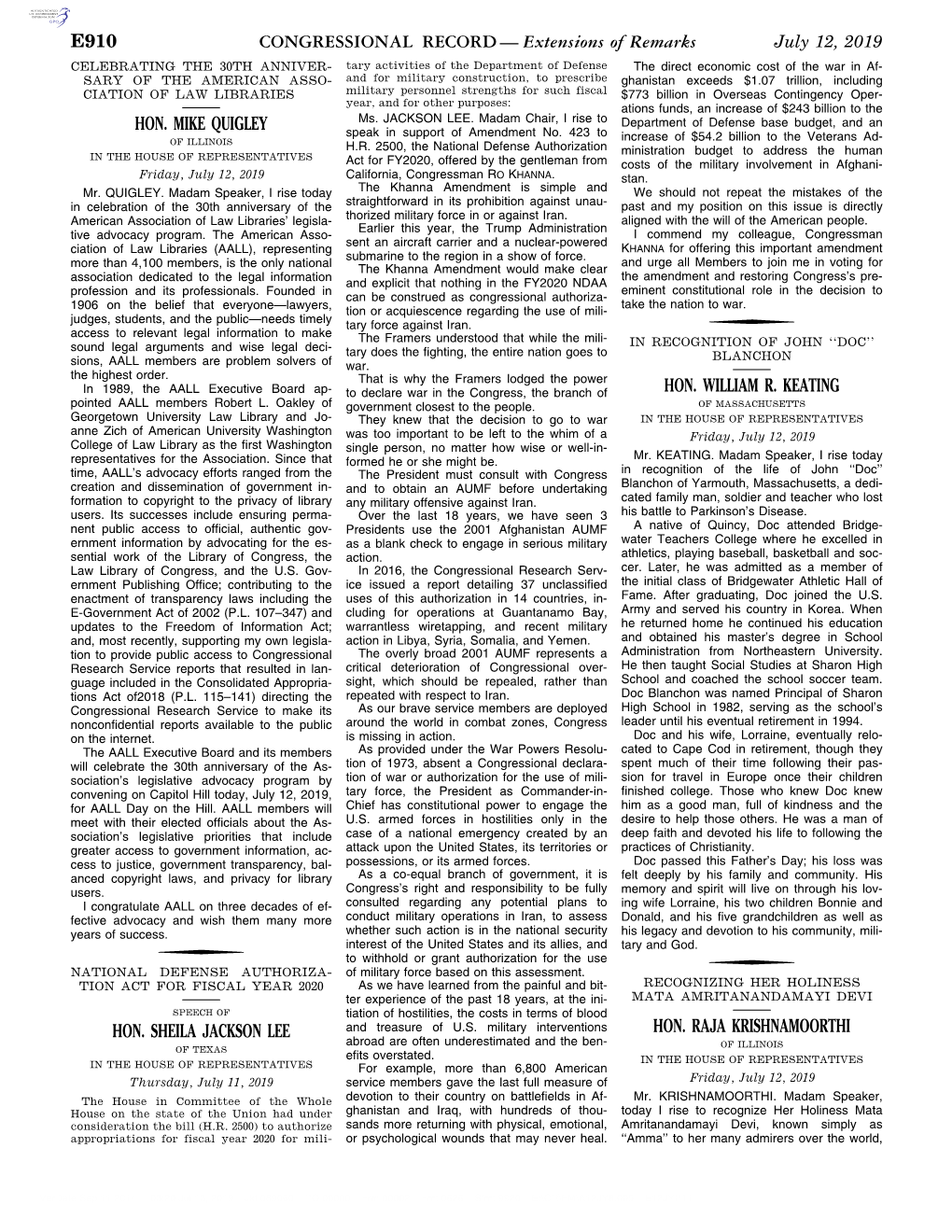 CONGRESSIONAL RECORD— Extensions of Remarks E910 HON