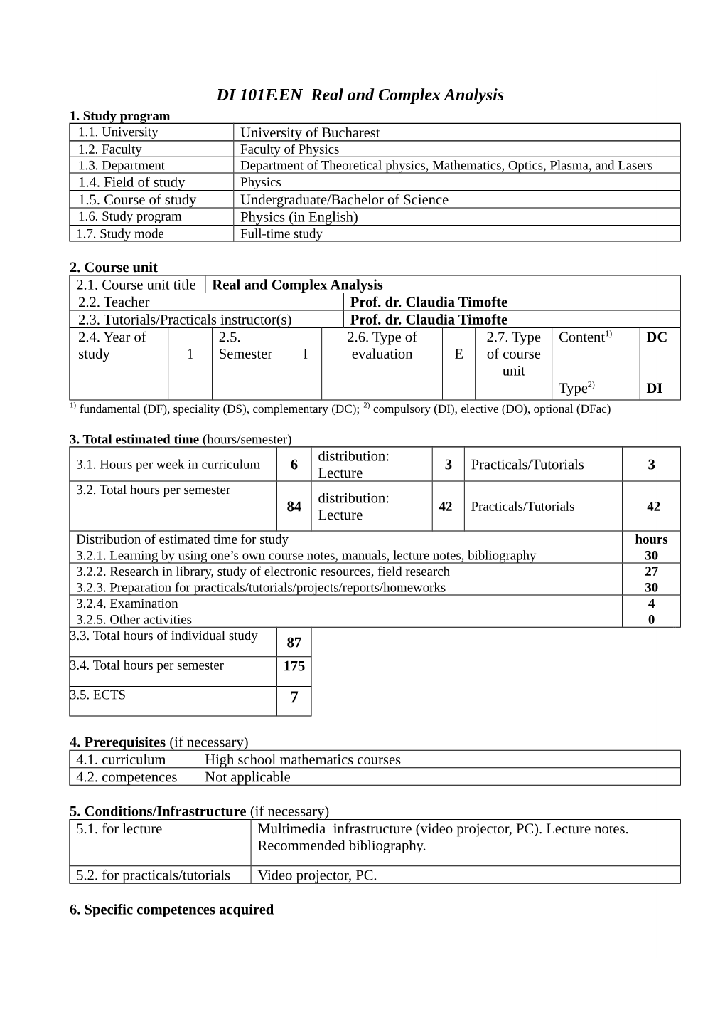 DI 101F.EN Real and Complex Analysis 7