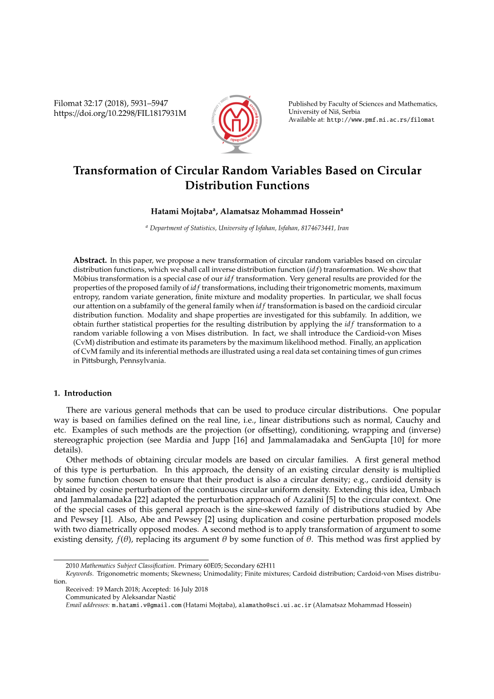 Transformation of Circular Random Variables Based on Circular Distribution Functions