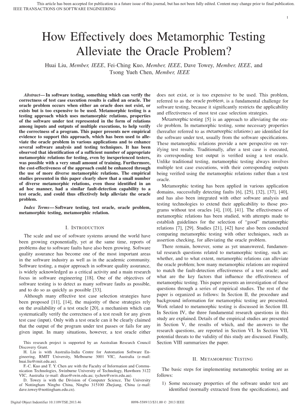 How Effectively Does Metamorphic Testing Alleviate the Oracle Problem?