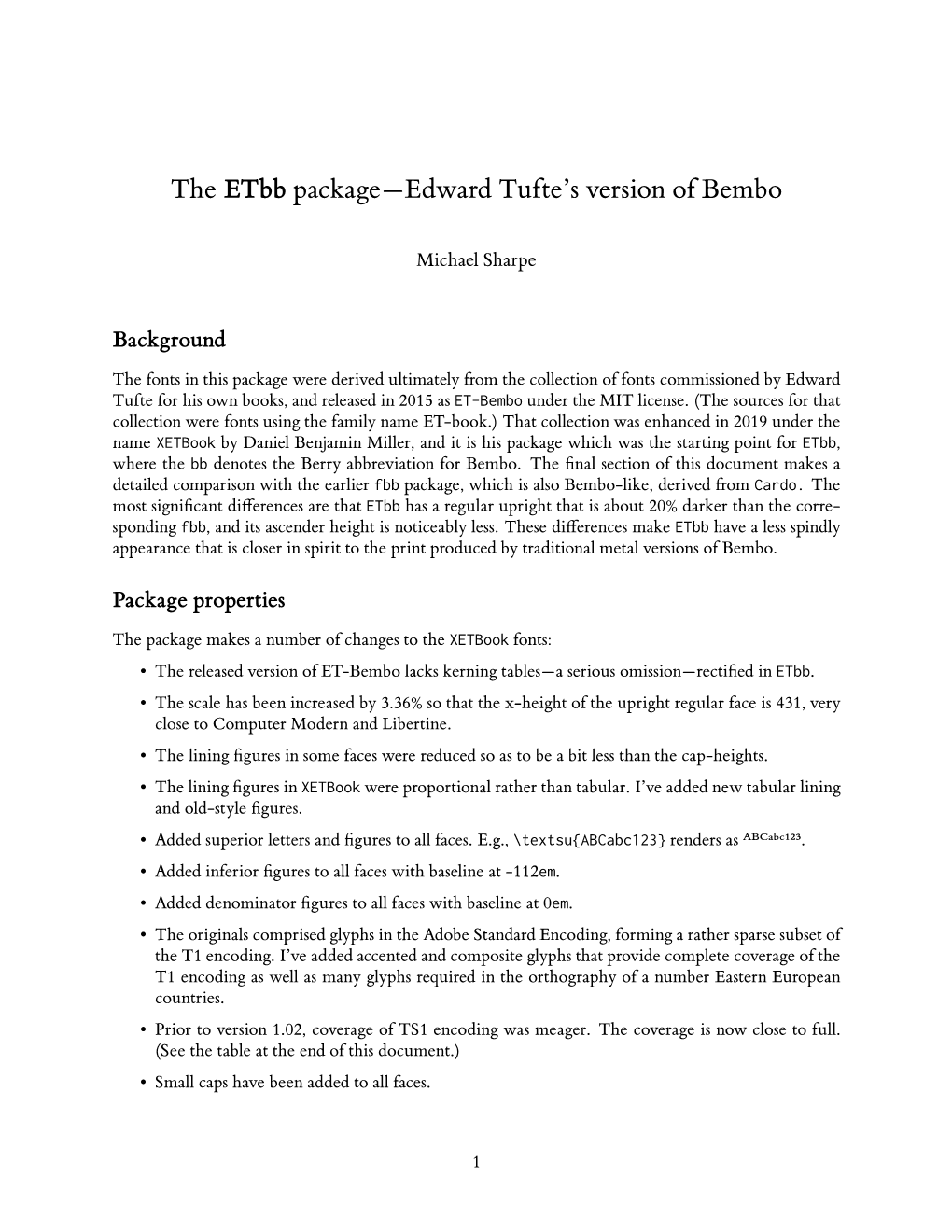 The Etbb Package—Edward Tufte's Version of Bembo