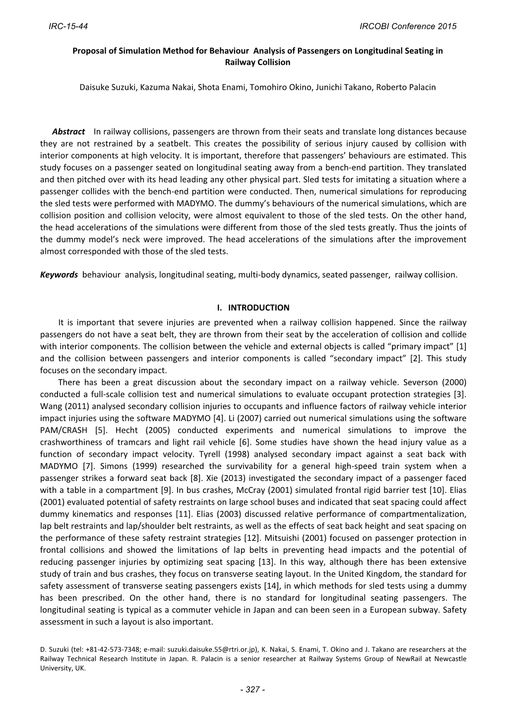 Proposal of Simulation Method for Behaviour Analysis of Passengers on Longitudinal Seating in Railway Collision