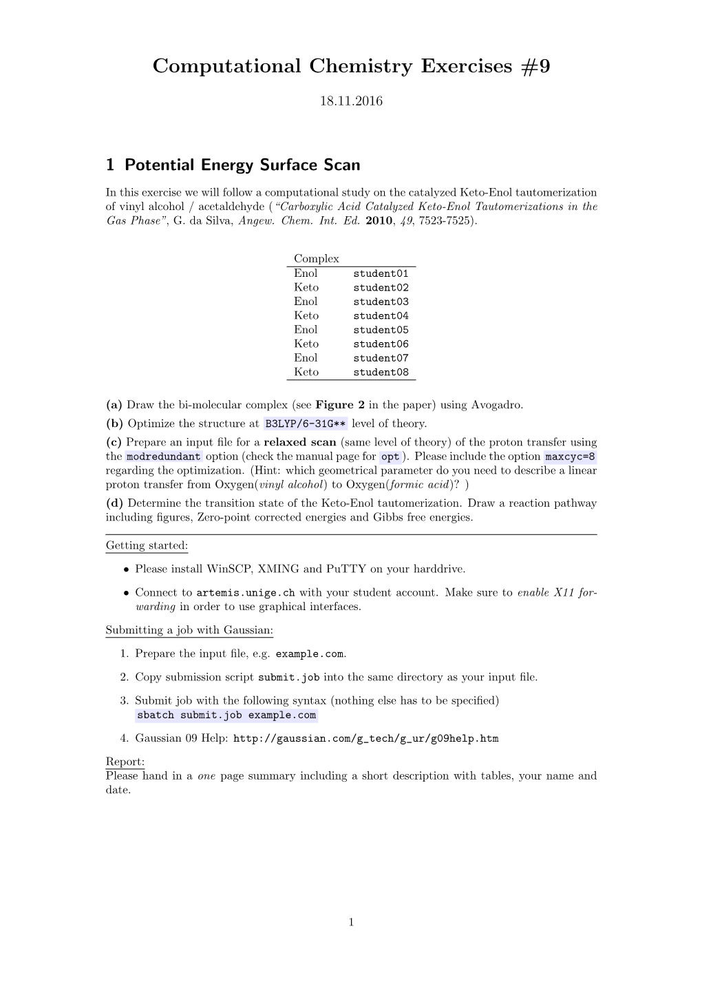 Computational Chemistry Exercises #9