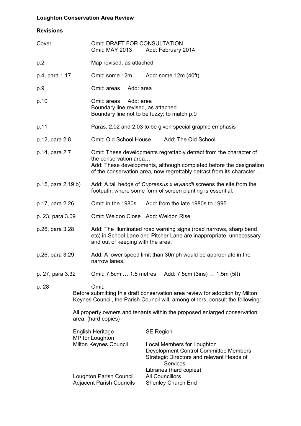 Loughton Conservation Area Review Revisions Cover Omit: DRAFT FOR