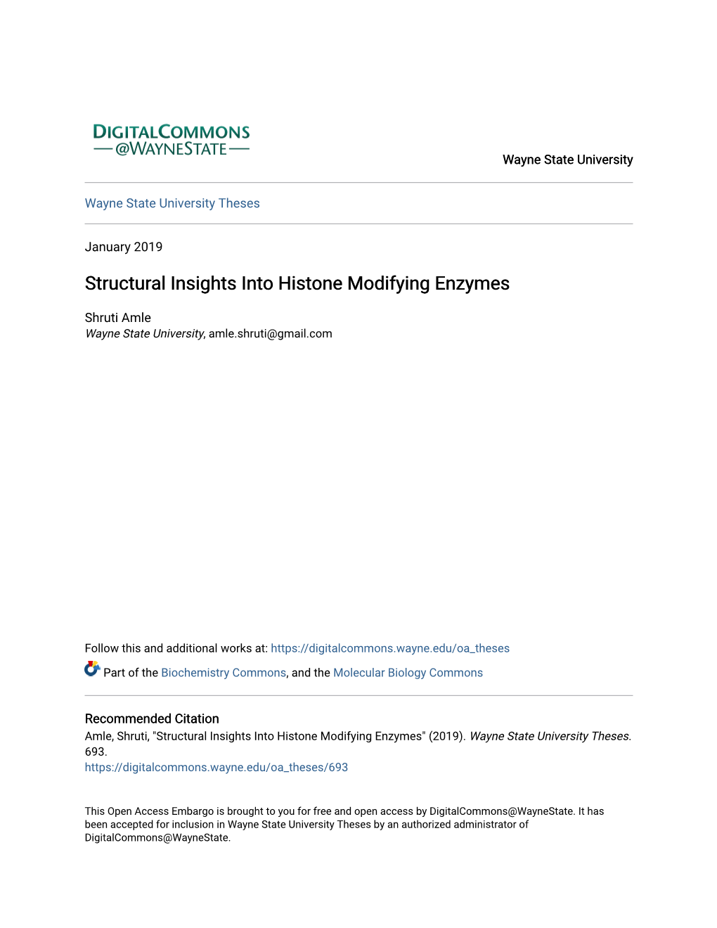 Structural Insights Into Histone Modifying Enzymes