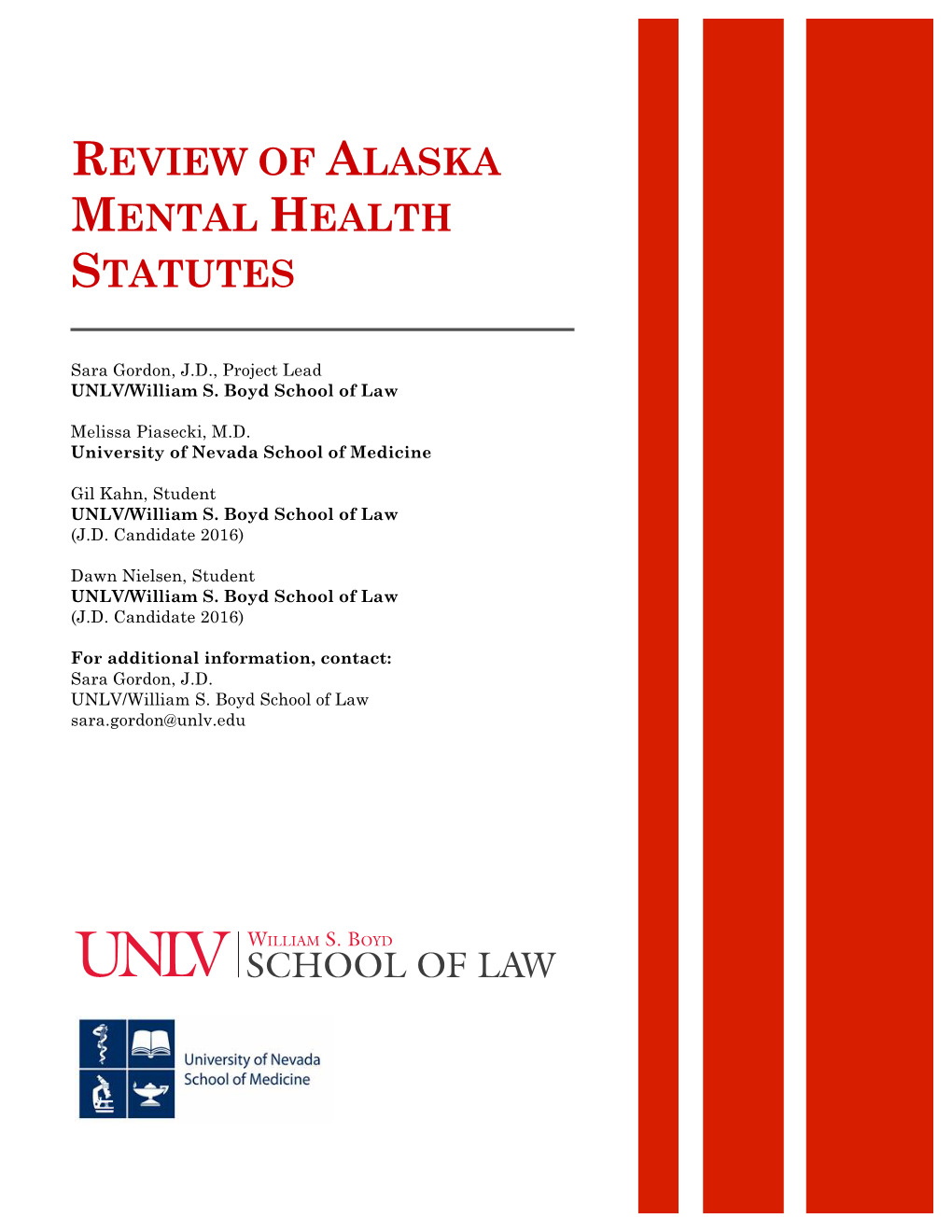 Review of Alaska Mental Health Statutes, 2014