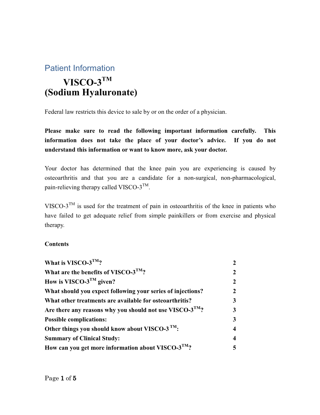 VISCO-3 (Sodium Hyaluronate)