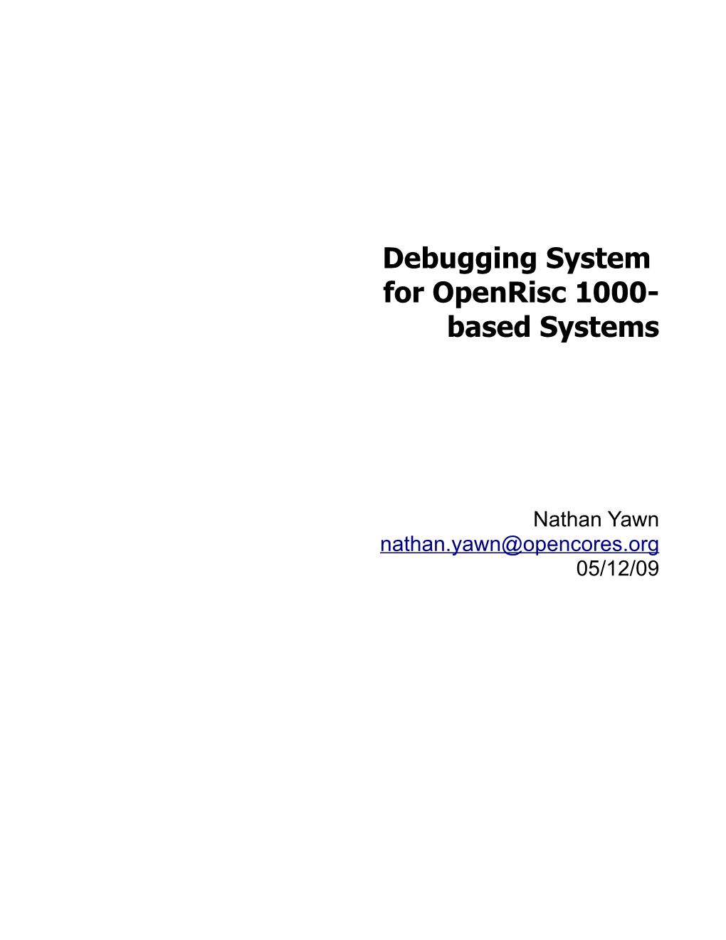 Debugging System for Openrisc 1000- Based Systems