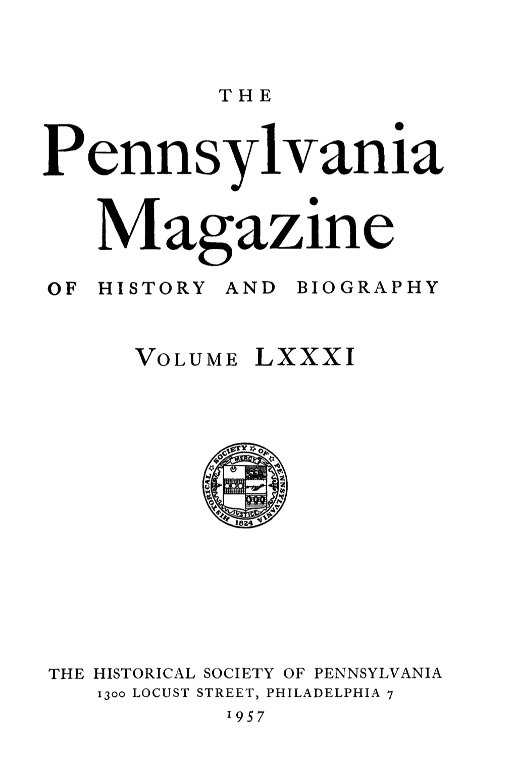 Pennsylvania Magazine of HISTORY and BIOGRAPHY