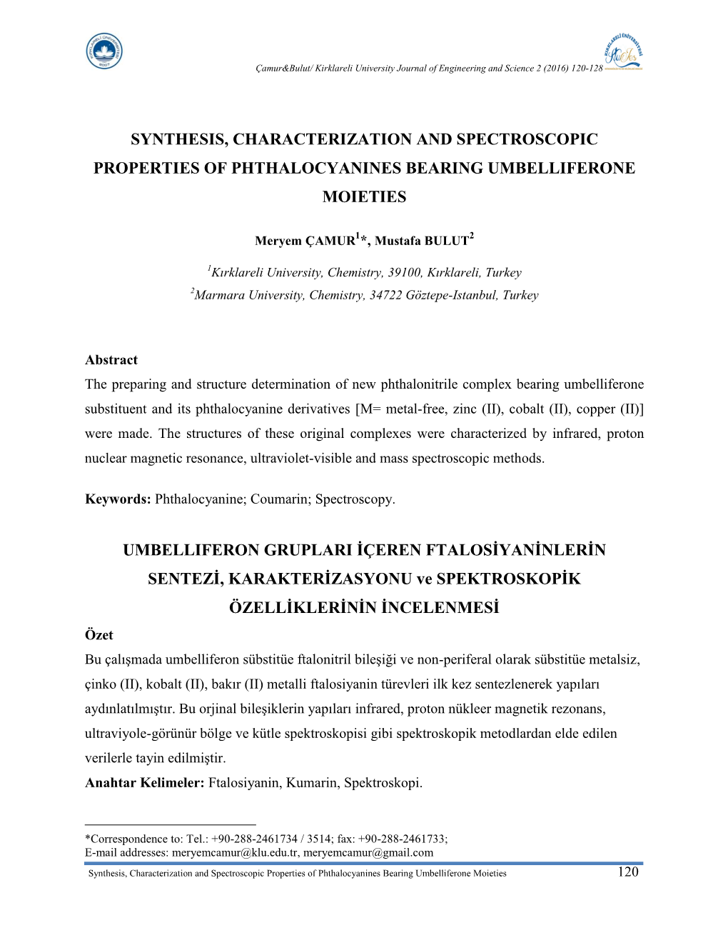 Synthesis, Characterization and Spectroscopic Properties of Phthalocyanines Bearing Umbelliferone Moieties