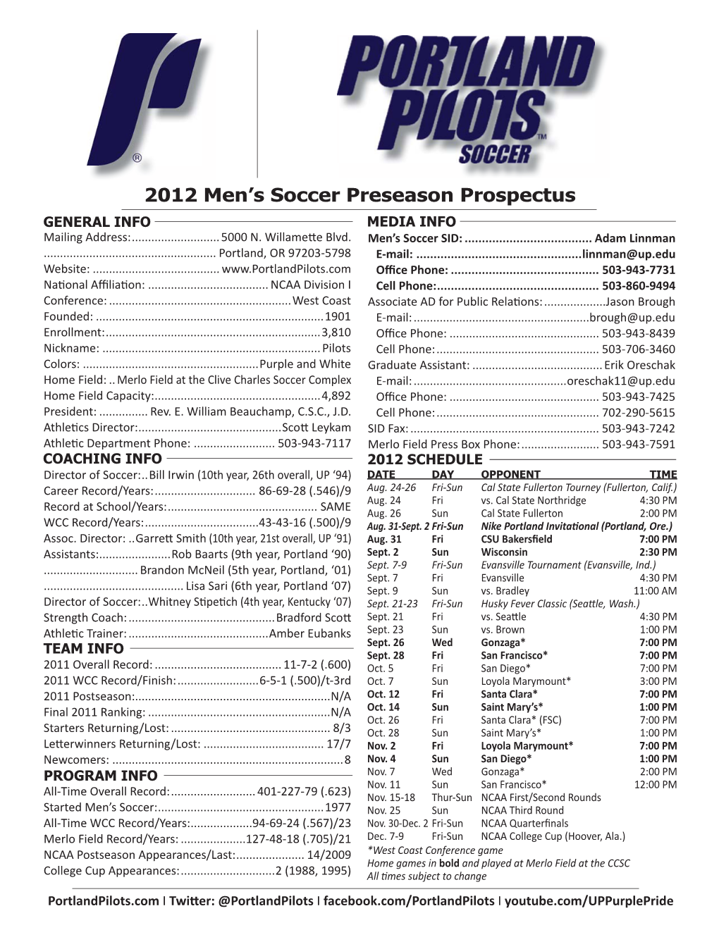 2012 up MSOC Preseason Prospectus.Indd