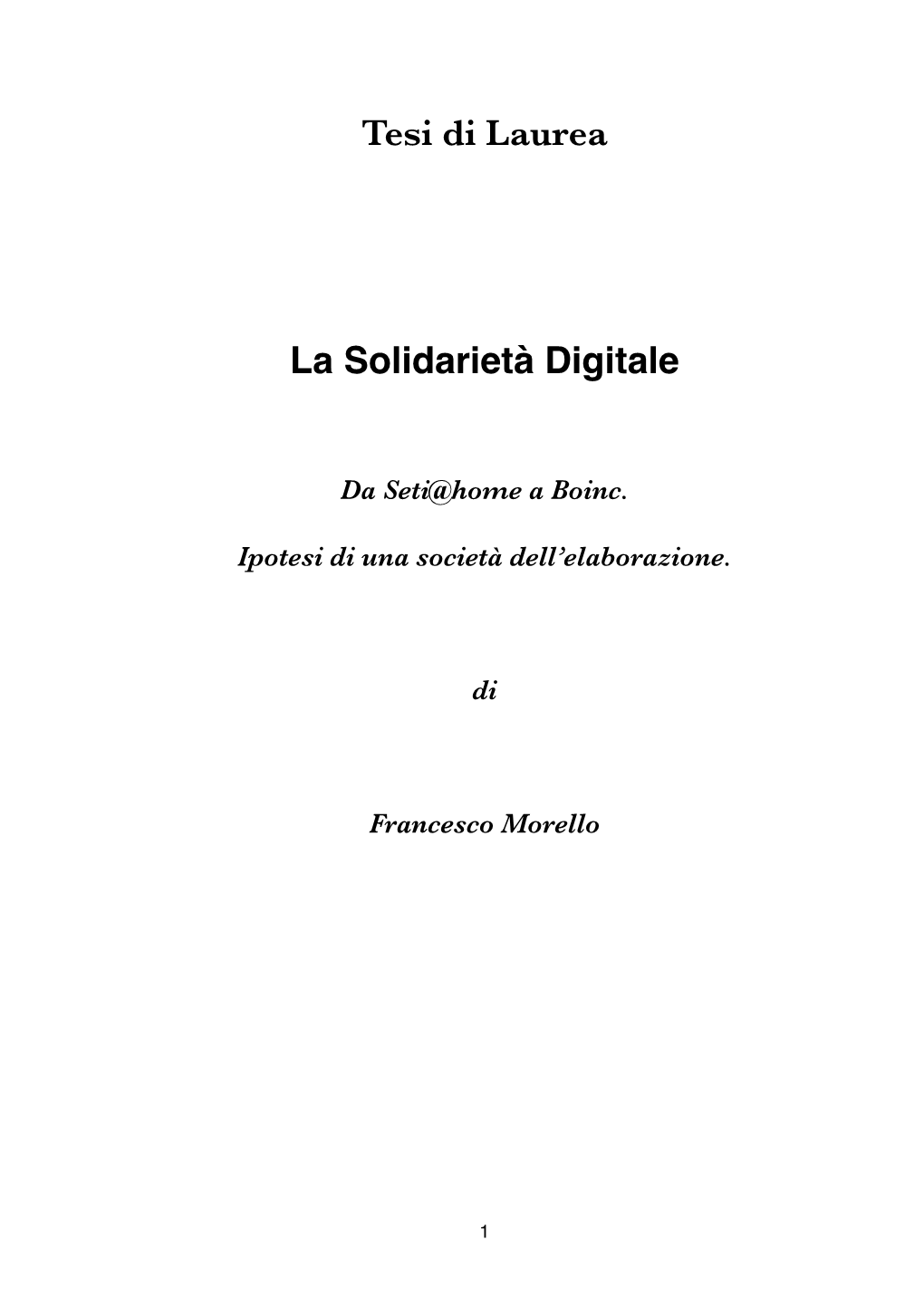 Tesi Di Laurea La Solidarietà Digitale