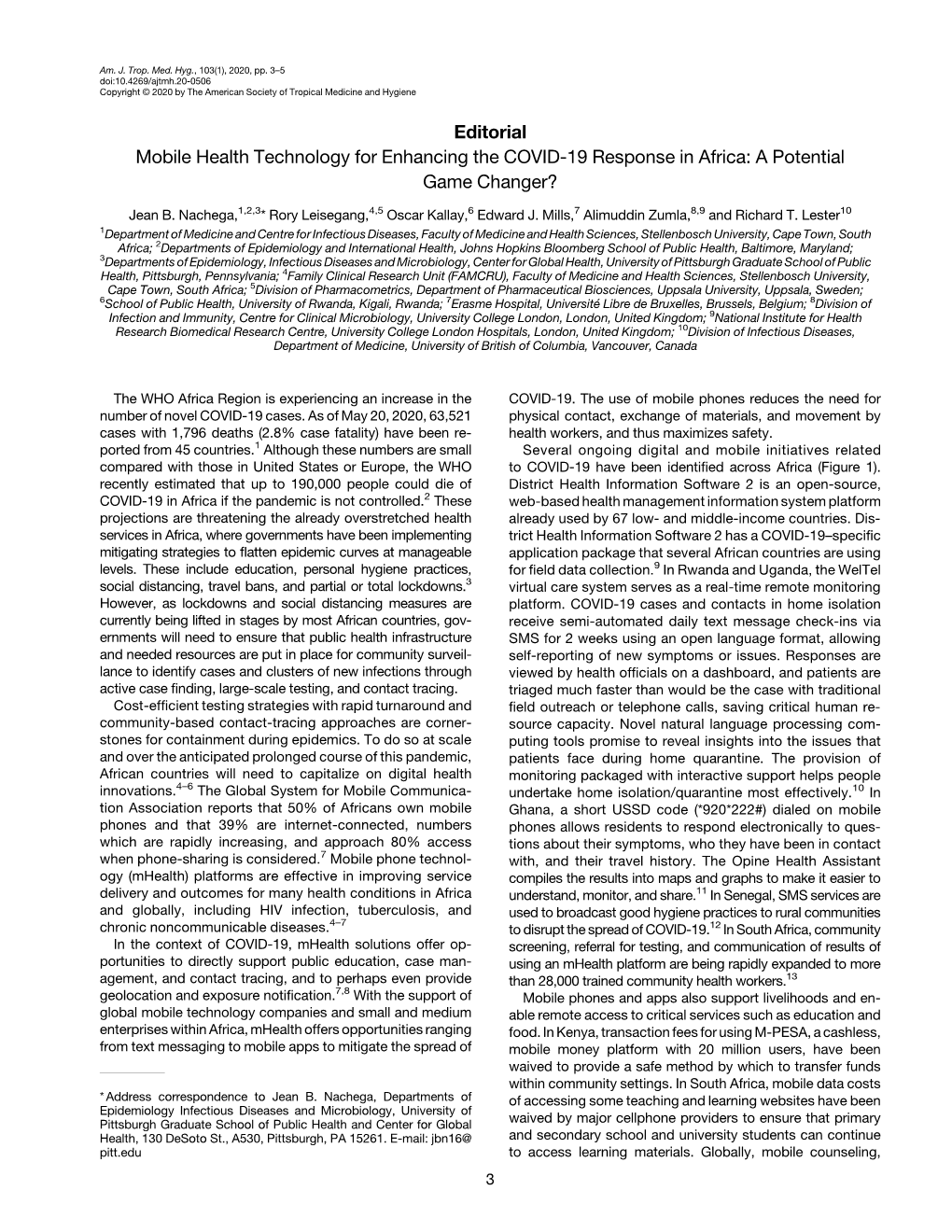 Editorial Mobile Health Technology for Enhancing the COVID-19 Response in Africa: a Potential Game Changer?