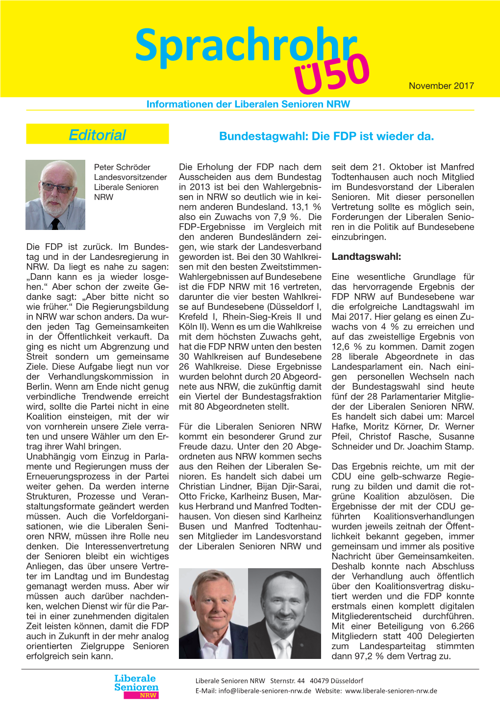 Sprachrohr November 2017 Informationen Der Liberalen Senioren NRW