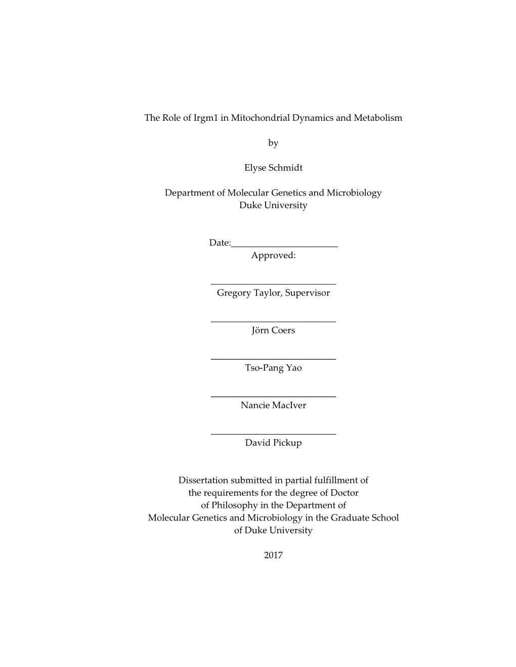 Duke University Dissertation Template