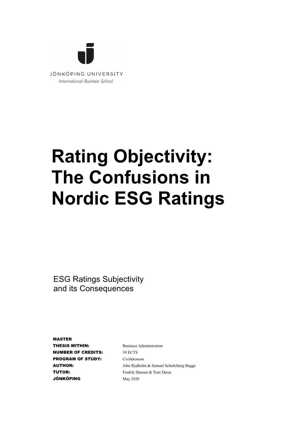 The Confusions in Nordic ESG Ratings