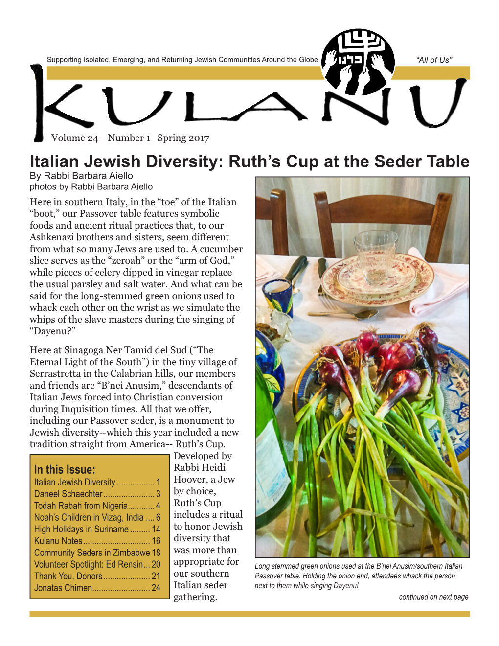 Italian Jewish Diversity: Ruth's Cup at the Seder Table